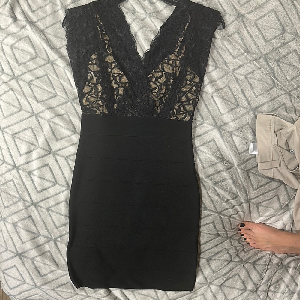 bebe Black Lace Mini Dress